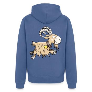 Sprunghafte Ziege I Widder I Ziegenbock Geschenk - Unisex Premium Bio Zip Hoodie - Taubenblau - Hinten - Nico (187cm)