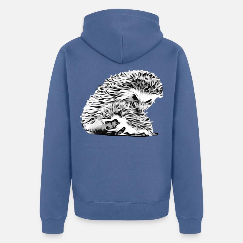Maman hérisson avec bébé hérisson - Veste à capuche bio Premium Unisexe - bleu pigeon
