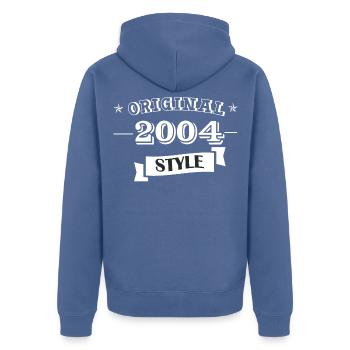 Original 2004 Style - Unisex Premium Bio Zip Hoodie - Taubenblau - Hinten - Nico (187cm)