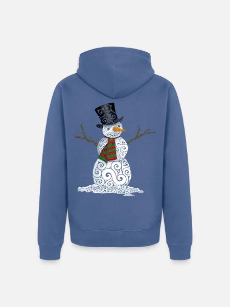 Bonhomme de neige Swirly heureux - Veste à capuche bio Premium Unisexe - bleu pigeon