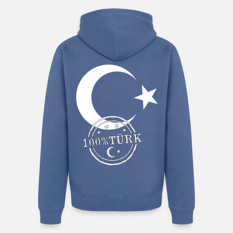 Drapeau turc 100% turc - Veste à capuche bio Premium Unisexe - bleu pigeon