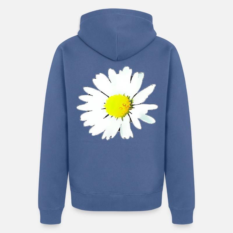 Blume - Gänseblümchen - Unisex Premium Bio Zip Hoodie - Taubenblau