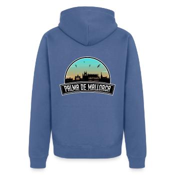Palma De Mallorca Spain Skyline Spanish Souvenir - Unisex Premium Organic Zip Hoodie - stone blue - Back - Nico (187cm)
