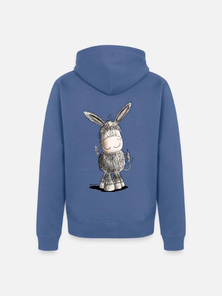Happy Esel I Tiermotiv - Unisex Premium Bio Zip Hoodie - Taubenblau