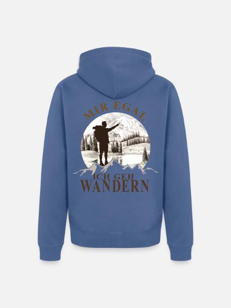 MIR EGAL! ich geh wandern - Mann Berge See - Unisex Premium Bio Zip Hoodie - Taubenblau