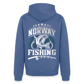 Norwegen Fischen Angeln Angler - Unisex Premium Bio Zip Hoodie - Taubenblau - Hinten - Nico (187cm)