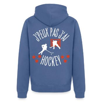J'peux pas j'Ai Hockey - Veste à capuche bio Premium Unisexe - bleu pigeon - Dos - Nico (187cm)