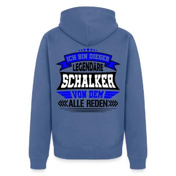 Legendärer Schalker | Farben änderbar - Unisex Premium Bio Zip Hoodie - Taubenblau - Hinten - Nico (187cm)