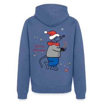 Merry Christmas, Advent - Unisex Premium Bio Zip Hoodie - Taubenblau - Hinten - Nico (187cm)