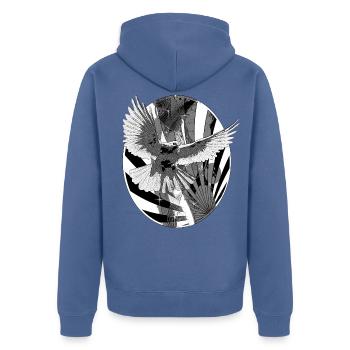 Dove black white peace symbol - Unisex Premium Organic Zip Hoodie - stone blue - Back - Nico (187cm)
