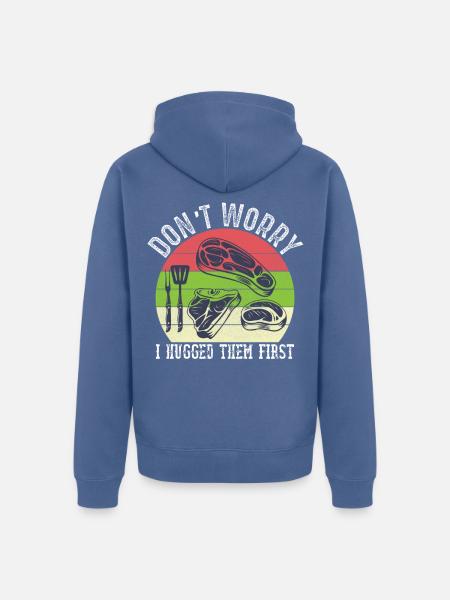 Metzger Schlachttier Fleischschneider BBQ - Unisex Premium Bio Zip Hoodie - Taubenblau