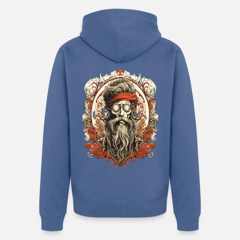 Rétro Ghost Hunter TattooDesign - Veste à capuche bio Premium Unisexe - bleu pigeon