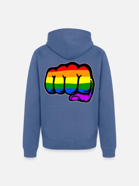 Regenbogenflagge Hand Faust - Unisex Premium Bio Zip Hoodie - Taubenblau