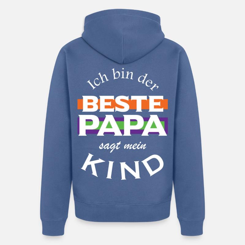 Ich bin der beste Papa - Unisex Premium Bio Zip Hoodie - Taubenblau