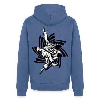 prise de judo - Veste à capuche bio Premium Unisexe - bleu pigeon - Dos - Nico (187cm)