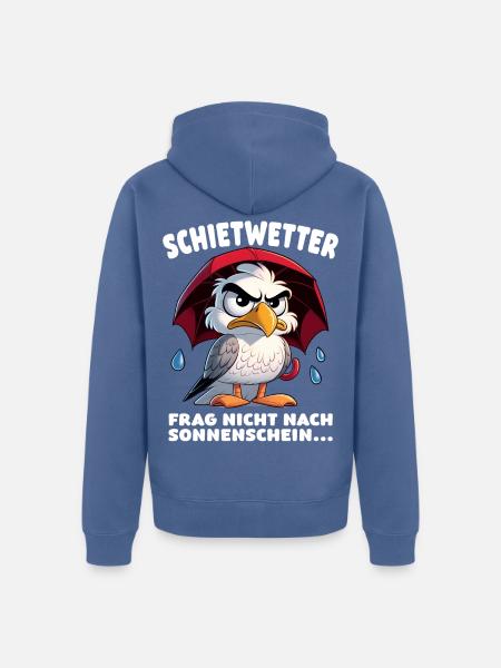 Schietwetter Spruch Lustige Möwe mit Regenschirm - Unisex Premium Bio Zip Hoodie - Taubenblau