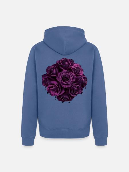 Purpurrose Bouquet Noir - Unisex Premium Bio Zip Hoodie - Taubenblau