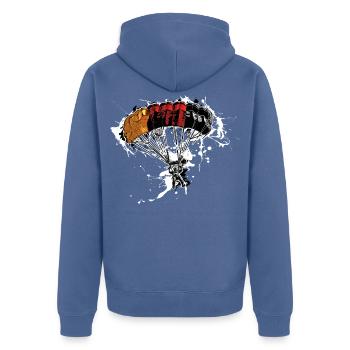 Fallschirmspringer - Unisex Premium Bio Zip Hoodie - Taubenblau - Hinten - Nico (187cm)