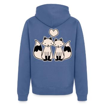 Foxes in love - Unisex Premium Organic Zip Hoodie - stone blue - Back - Nico (187cm)