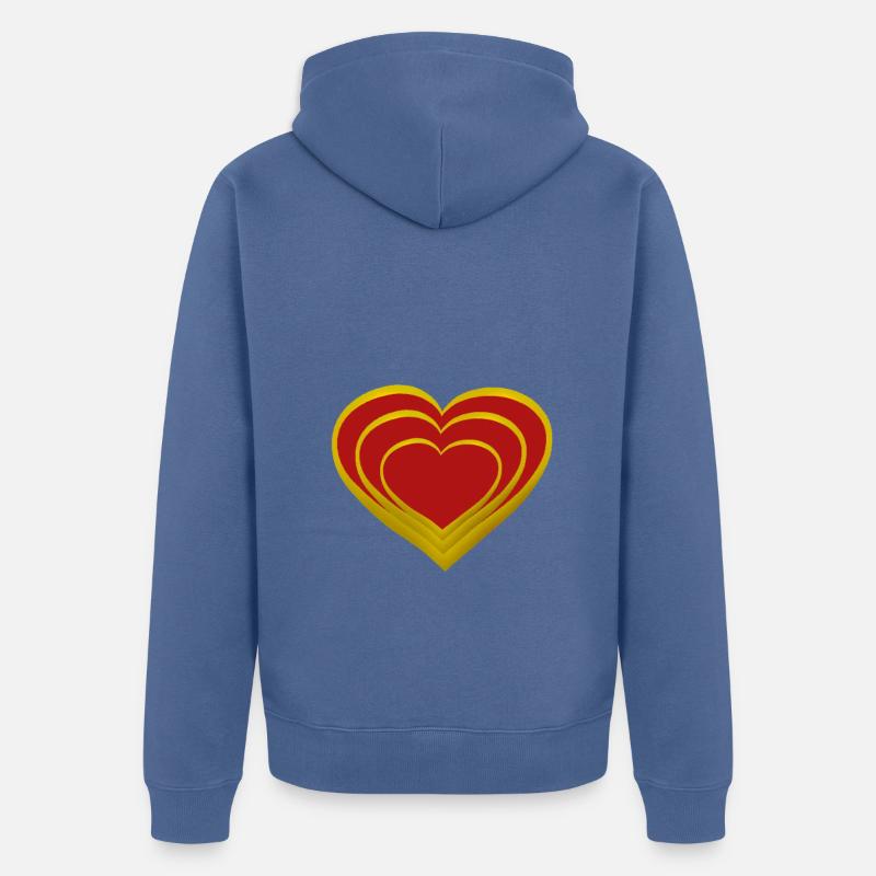 Coeurs Coeurs Saint-Valentin Amour Saint-Valentin - Veste à capuche bio Premium Unisexe - bleu pigeon