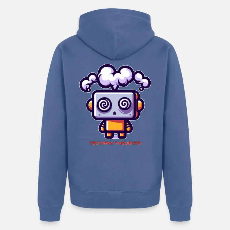 Trop de pensées, robot - Veste à capuche bio Premium Unisexe - bleu pigeon