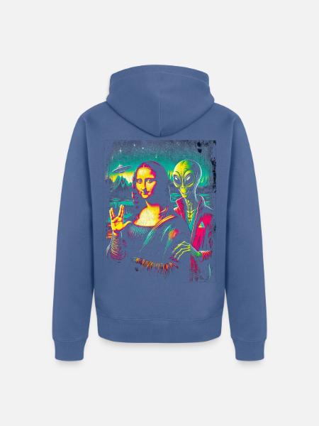 Futuristisches kulturelles Fusionskunstwerk - Unisex Premium Bio Zip Hoodie - Taubenblau