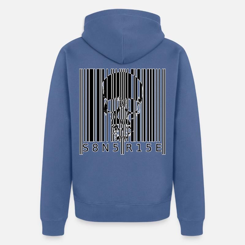 S8N5 R15E Dämonischer Barcode Streetstyle - Unisex Premium Bio Zip Hoodie - Taubenblau