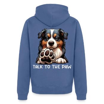 Talk To The Paw Australian Shepherd Aussie Aussies - Unisex Premium Organic Zip Hoodie - stone blue - Back - Nico (187cm)