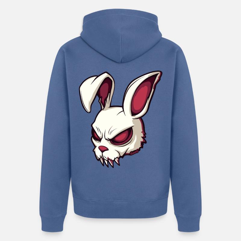 Illustration de crâne de lapin maléfique - Veste à capuche bio Premium Unisexe - bleu pigeon