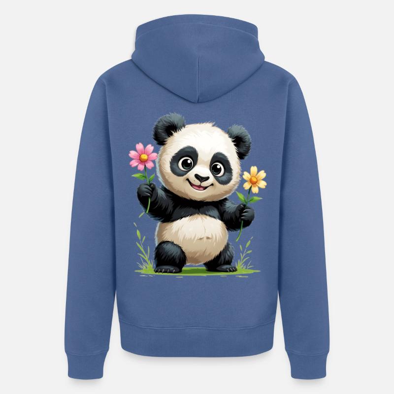Salutation fleur de panda - Veste à capuche bio Premium Unisexe - bleu pigeon