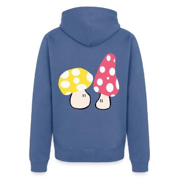 Herbstliche Pilze - Unisex Premium Bio Zip Hoodie - Taubenblau - Hinten - Nico (187cm)