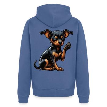 Miniature Pinscher Pinscher Pinscher Pinscher Owner Minpin - Unisex Premium Organic Zip Hoodie - stone blue - Back - Nico (187cm)