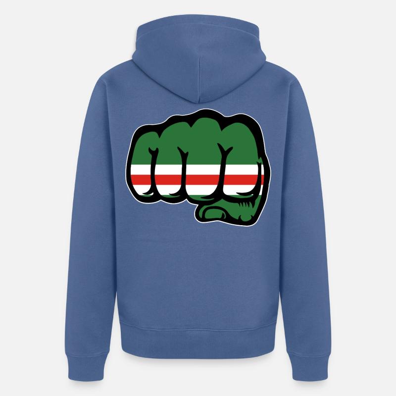 Tschetschenien Flagge Faust - Unisex Premium Bio Zip Hoodie - Taubenblau
