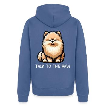 Talk to the Paw Pomeranian Pomeranian Pomeranian Spitz Dog - Unisex Premium Organic Zip Hoodie - stone blue - Back - Nico (187cm)