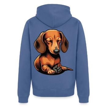 Dackel Dackelbesitzer Dackelliebhaber Dachshund - Unisex Premium Bio Zip Hoodie - Taubenblau - Hinten - Nico (187cm)