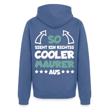 Vraiment cool Mason drôle de dire cadeau - Veste à capuche bio Premium Unisexe - bleu pigeon - Dos - Nico (187cm)