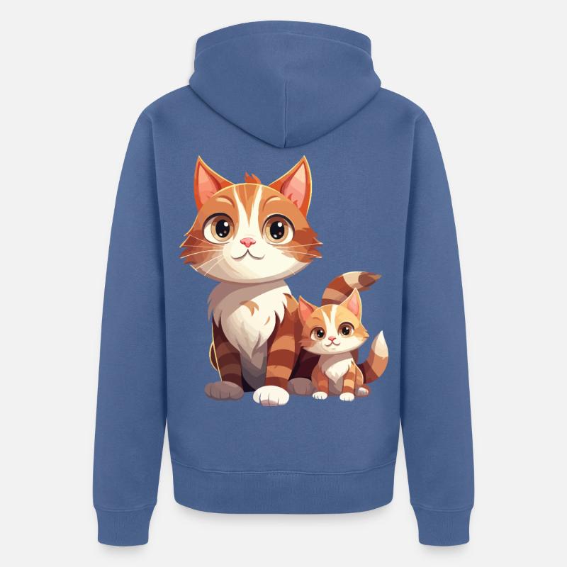 Chat amitié dessin animé Style chat - Veste à capuche bio Premium Unisexe - bleu pigeon