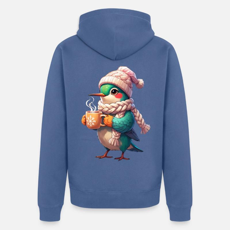 Écharpe d’oiseau granuleuse d’hiver - Veste à capuche bio Premium Unisexe - bleu pigeon