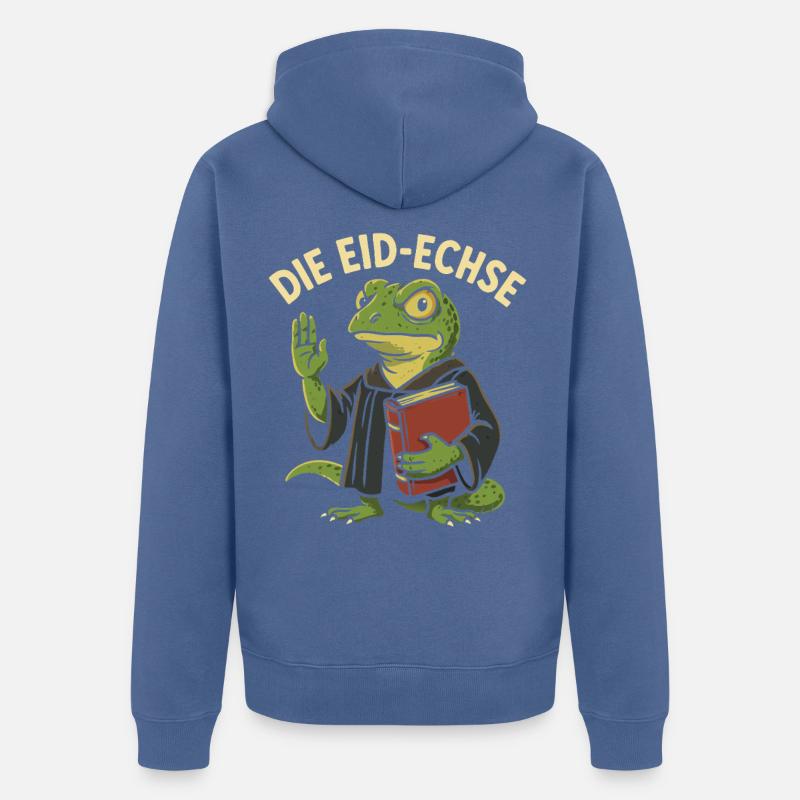 Die Eid-Echse als lustiger Justiz-Gag - Unisex Premium Bio Zip Hoodie - Taubenblau