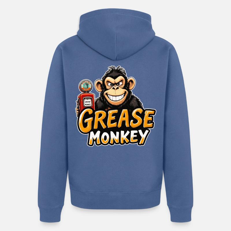 Mécanisme du sourire de GreaseMonkey - Veste à capuche bio Premium Unisexe - bleu pigeon