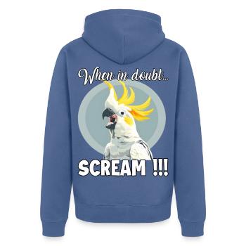 Drôle de cacatoès, oiseau hurlant pour moi, cacatoès - Veste à capuche bio Premium Unisexe - bleu pigeon - Dos - Nico (187cm)