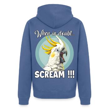 Cadeau créatif pour les amateurs de cacatoès et d’oiseaux - Veste à capuche bio Premium Unisexe - bleu pigeon - Dos - Nico (187cm)