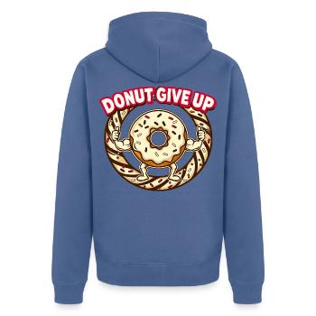 Donut Give Up – Motivational Donut - Unisex Premium Organic Zip Hoodie - stone blue - Back - Nico (187cm)