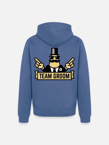 Team Groom (Pointing Stag Night Bachelor Party 3C) - Unisex Premium Organic Zip Hoodie - stone blue