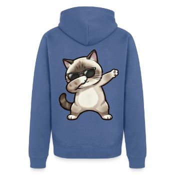 Dabbing Ragdoll Cat - Unisex Premium Organic Zip Hoodie - stone blue - Back - Nico (187cm)