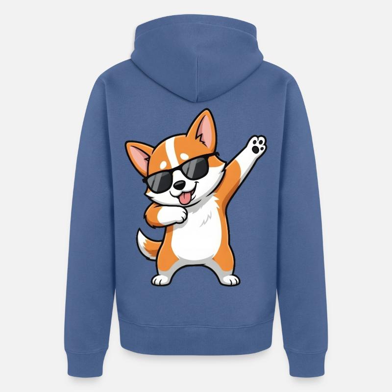 Dab Corgi - Veste à capuche bio Premium Unisexe - bleu pigeon