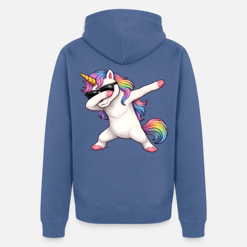 Dabbing Licorne - Veste à capuche bio Premium Unisexe - bleu pigeon