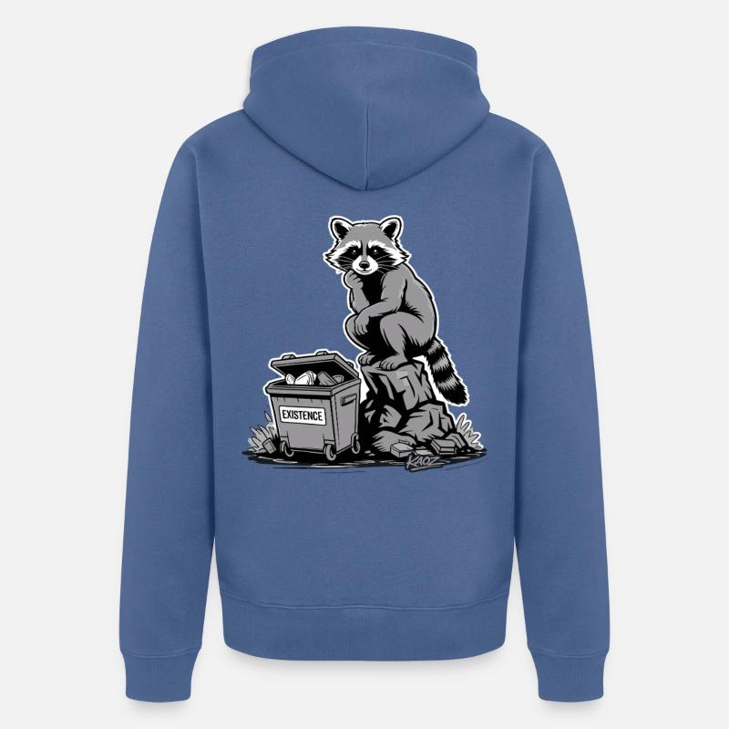 Existenz Waschbärmüllcontainer - Unisex Premium Bio Zip Hoodie - Taubenblau
