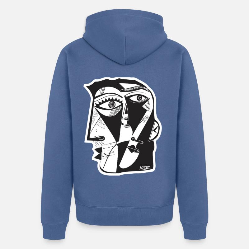 Trait de face cubiste - Veste à capuche bio Premium Unisexe - bleu pigeon