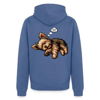 Yorkshire Terrier Yorkie Yorkiebesitzer Yorkies - Unisex Premium Bio Zip Hoodie - Taubenblau - Hinten - Nico (187cm)